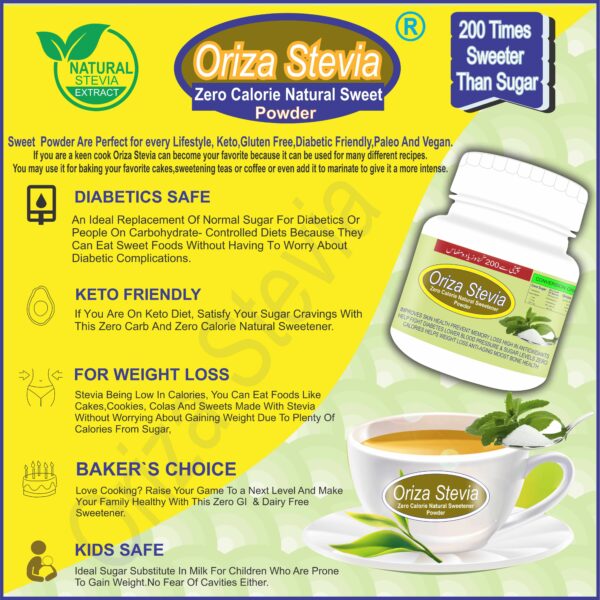 ORIZA STEVIA EXTRACT POWDER 75 GRAMS. - Image 2