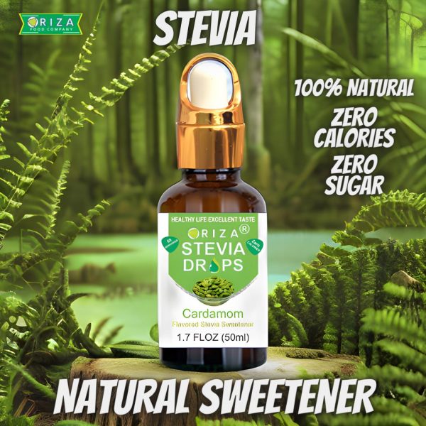 Oriza Stevia Cardamom Pure Liquid Drops - 50 ml High Quality Glass Bottle With Glass Dropper Sugar For Keto