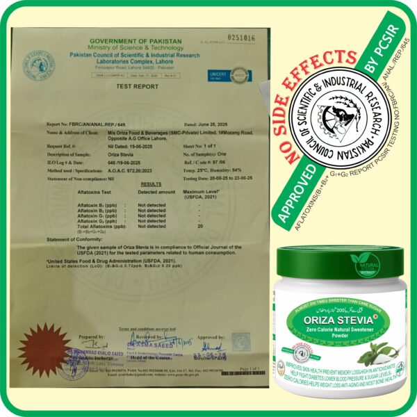 ORIZA STEVIA HALAL,PFA, & PCSIR CERTIFIED ( ZERO CALORIE NATURAL SWEETENER ) EXTRACT POWDER , KETO & DIABETES FRIENDLY - Image 3