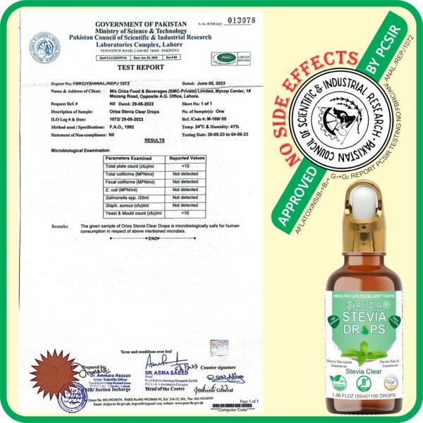 ORIZA STEVIA DIFFERENT FLAVORS, HALAL,PFA, & PCSIR CERTIFIED, 55 ML ( ZERO CALORIE NATURAL SWEET DROPS ), KETO & DIABETES FRIENDLY. HIGH QUALITY GLASS BOTTLE WITH GLASS DROPER. - Image 5