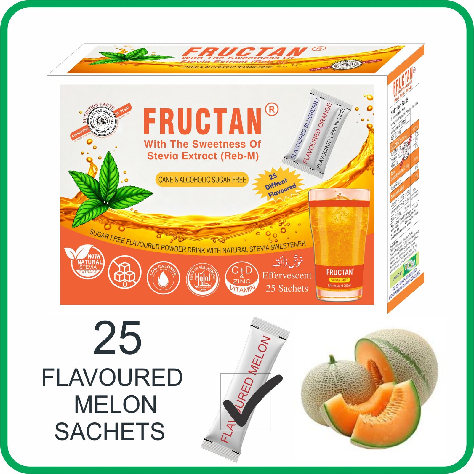 FRUCTAN CANE & ALCOHOLIC SUGAR FREE SACHETS, HALAL,PFA, & PCSIR CERTIFIED, ( LOW CALORIE POWDER DRINK ) KETO APPROVED FOR KETOGENIC DIET, - Image 16