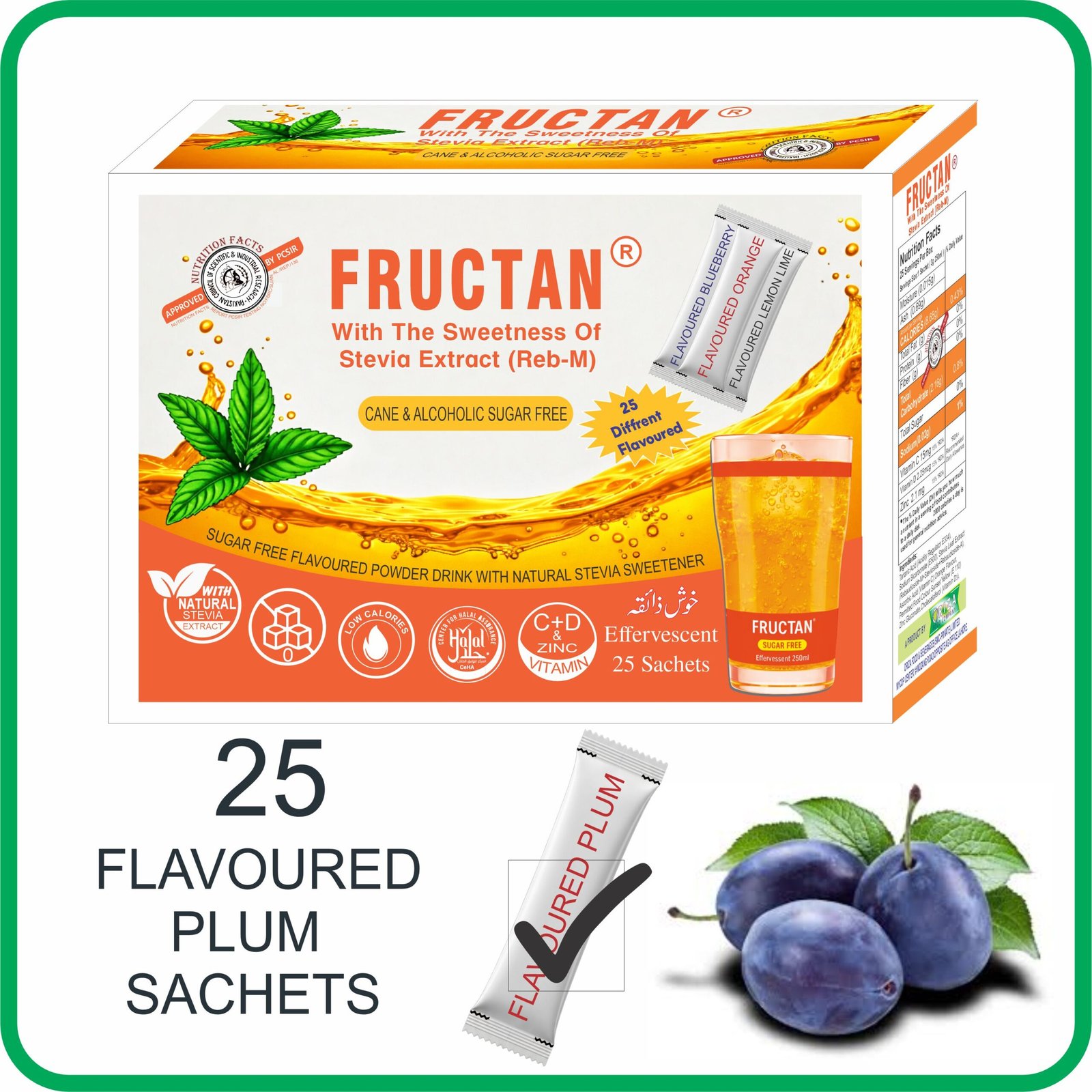 FRUCTAN CANE & ALCOHOLIC SUGAR FREE SACHETS, HALAL,PFA, & PCSIR CERTIFIED, ( LOW CALORIE POWDER DRINK ) KETO APPROVED FOR KETOGENIC DIET, - Image 7